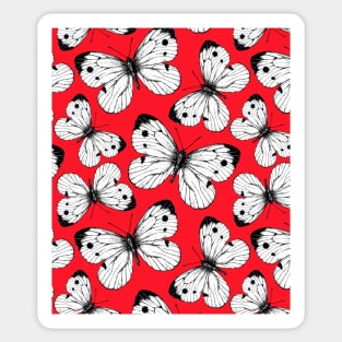 Cabbage butterfly pattern on red Sticker